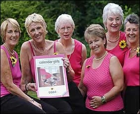 Calendar girls (l-r) Angela Baker, Tricia Stewart, Beryl Bamforth, Ros Fawcett, Lynda Logan and Chris Clancy.