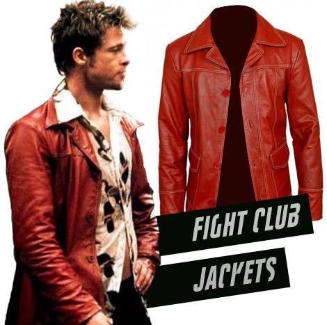 Tyler Durden Red Leather Jacket | Brad Pitt Fight Club Costume