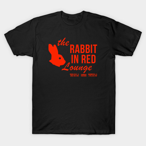 rabbit in red lounge halloween movie t-shirt