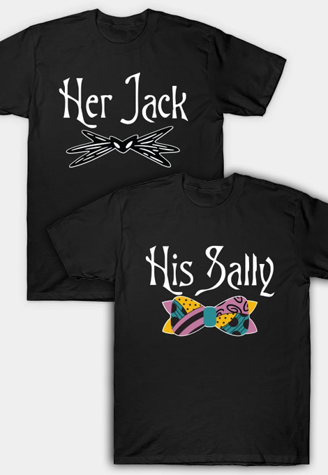 Nightmare Before Christmas His Sally Her Jack Couples T-Shirts