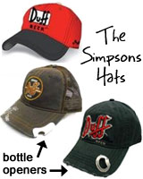 the simpsons hats, duff beer bottle opener hats